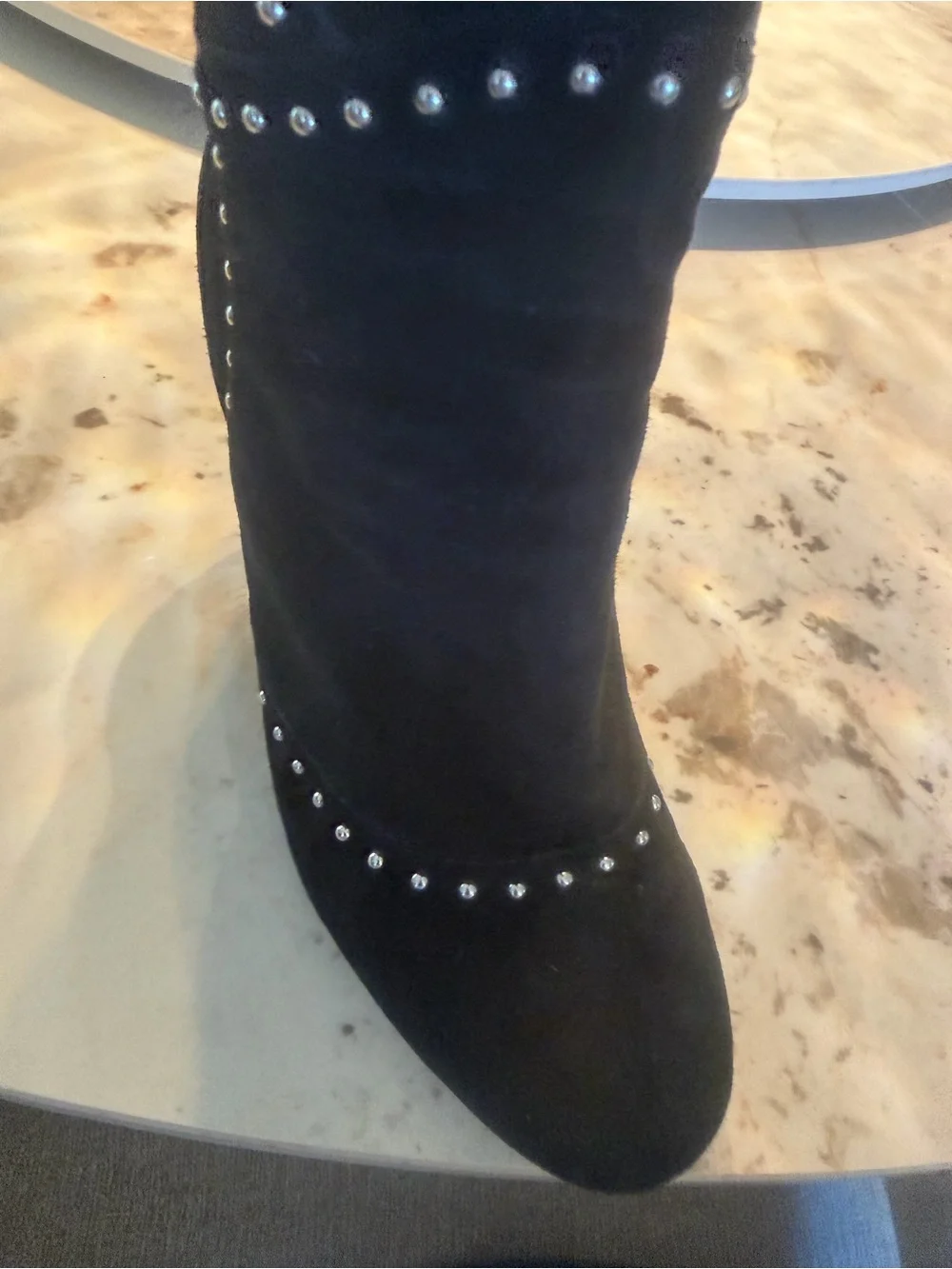 Vince Camuto Black Studded Over-the-Knee Heeled Boots